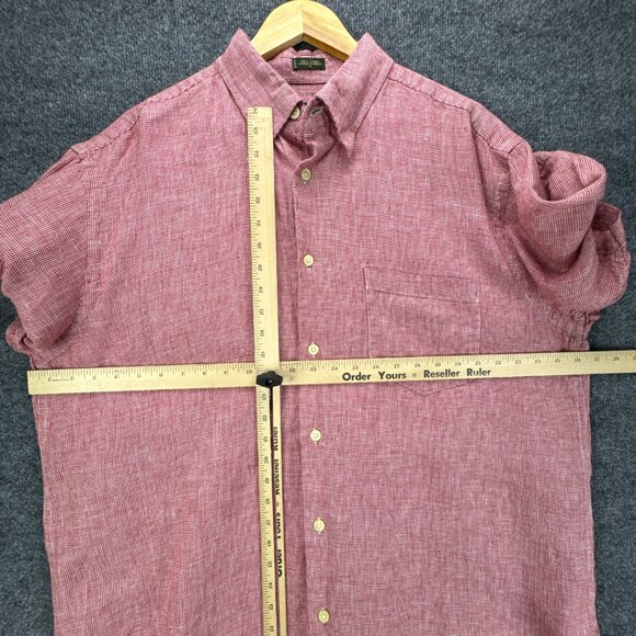 Orvis Signature Collection Linen Shirt Mens XL Button Down Micro Houndstooth Red - Picture 11 of 12